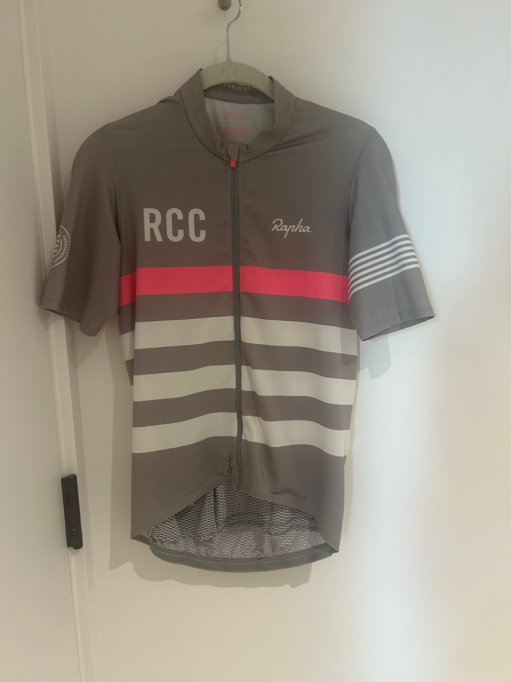 Rapha RCC Grey Pink and white cycle Jersey